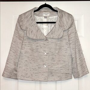 Charles Gray London Women's Tweed Lined Jacket Gray/Tan/Black/White LARGE Career